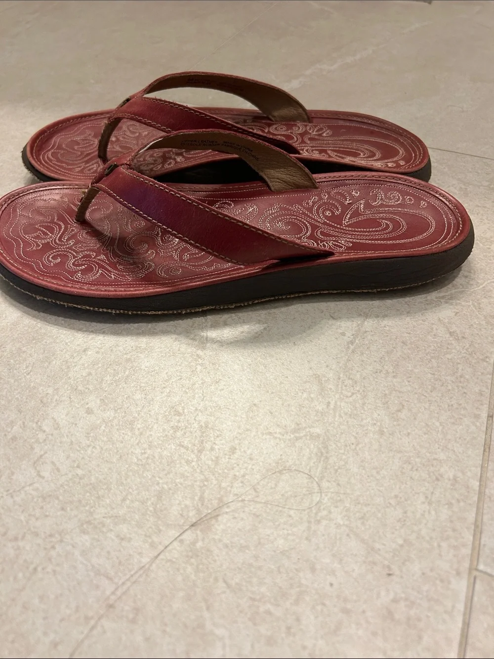 Olukai Leather Flip Flop Sandals